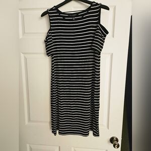 White House Black Market Black and White Striped Mini Dress